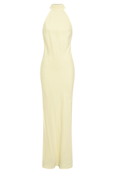 Claire Matte Satin Drape Back Maxi Dress - Light Yellow